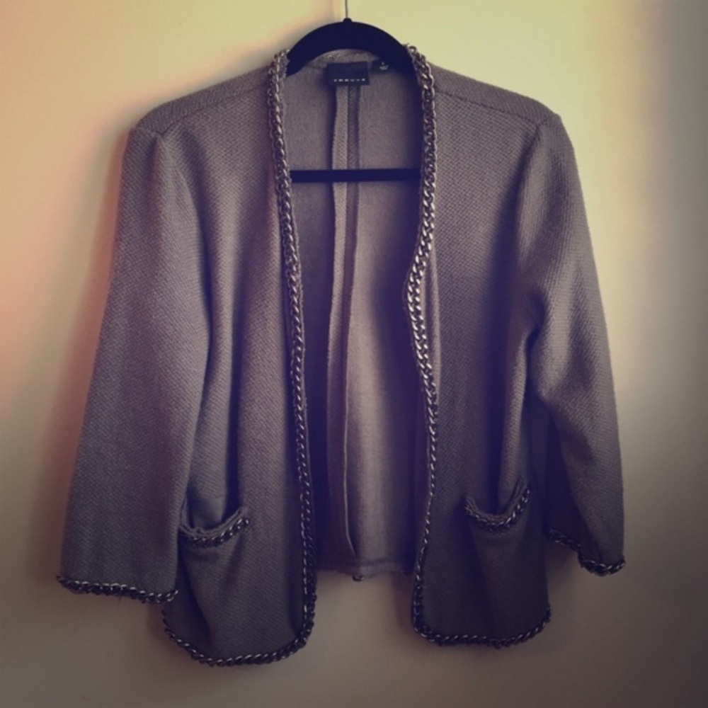 Trouve Nordstrom chain open knit sweater blazer